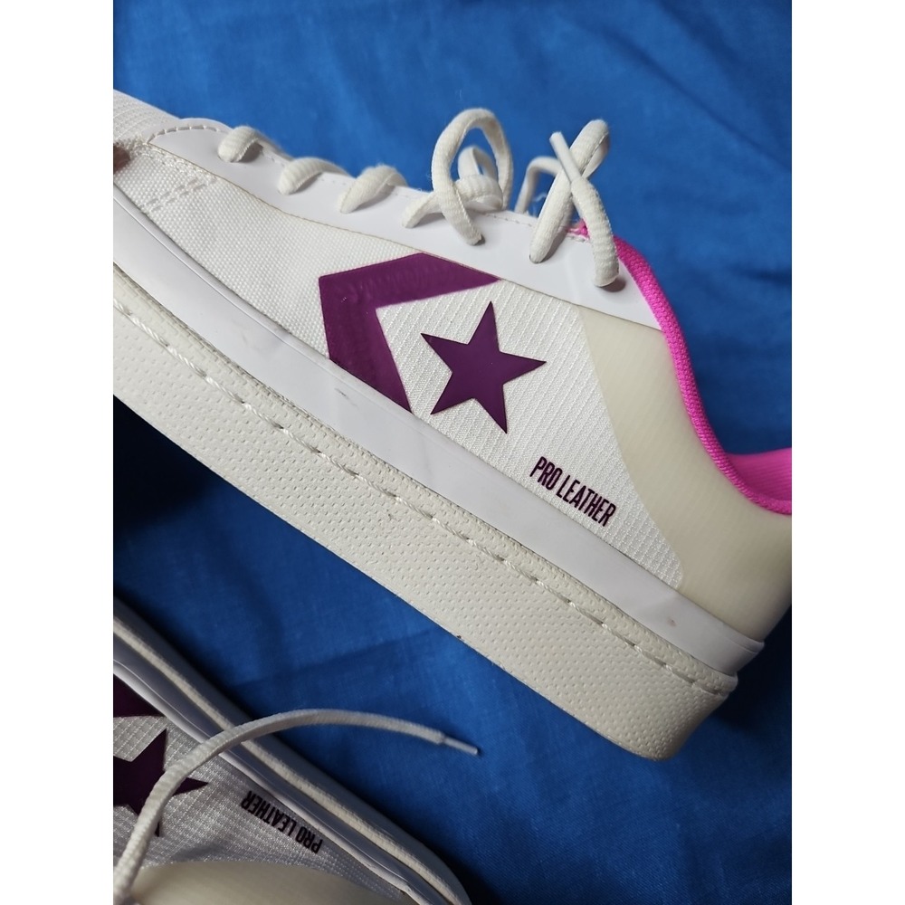 Converse Pro Leather Ox Sneakers White Purple Pink Unisex Men 7 Women 8.5 NEW‎